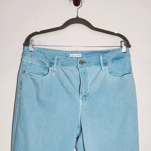 Good American Blue Straight Leg Ankle Jeans Size 12 Light Blue Denim - Picture 2 of 9